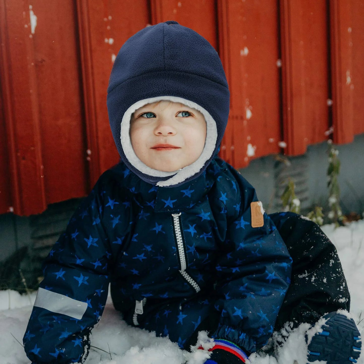 Baby Boy Winter Hat and Mitten Set Baby Girl Hats Toddler Winter Hat Sherpa Lined Fleece Earflap Beanie for Girls Boys Black M