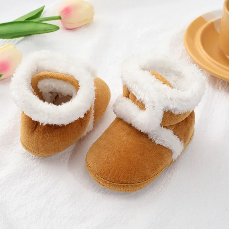 Winter Warm Newborn Toddler Boots 1 Year Baby Girls Boys Shoes Soft Sole Fur Snow Boots 0-18M