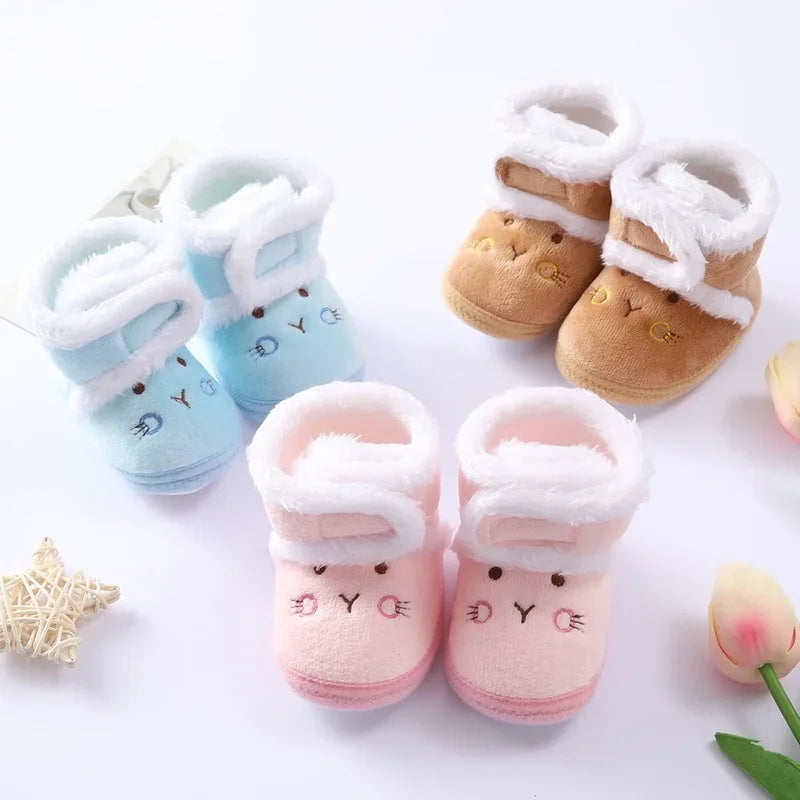 Winter Warm Newborn Toddler Boots 1 Year Baby Girls Boys Shoes Soft Sole Fur Snow Boots 0-18M